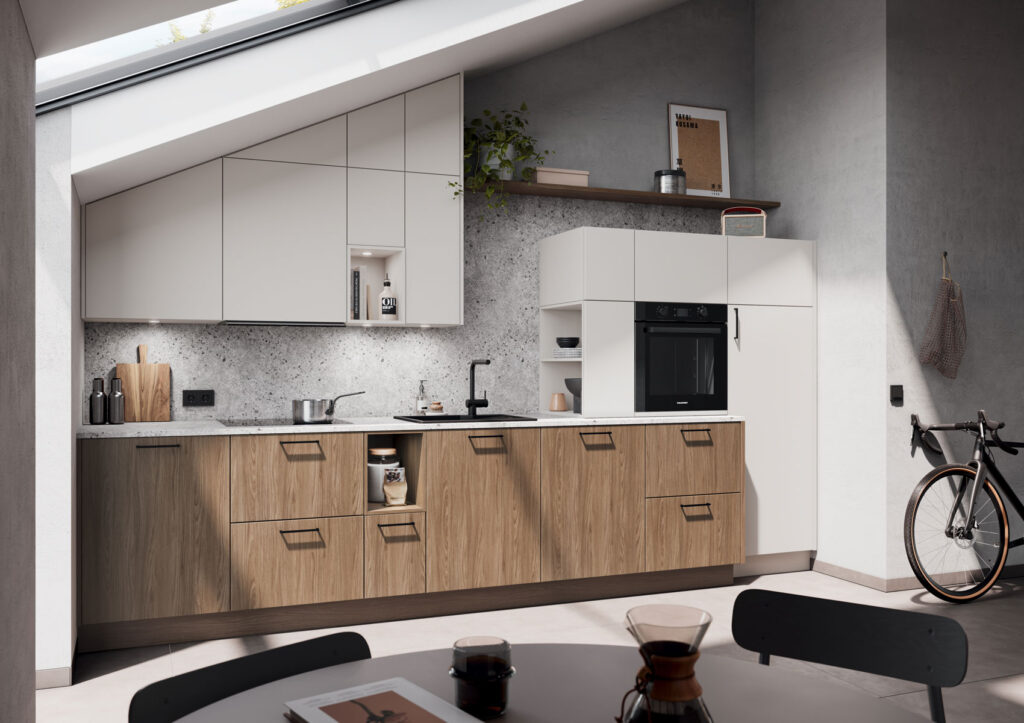 Häcker Küchen Neuheiten 2026 Häcker TORONTO moderne Küchenzeile Sandgrau Ulme