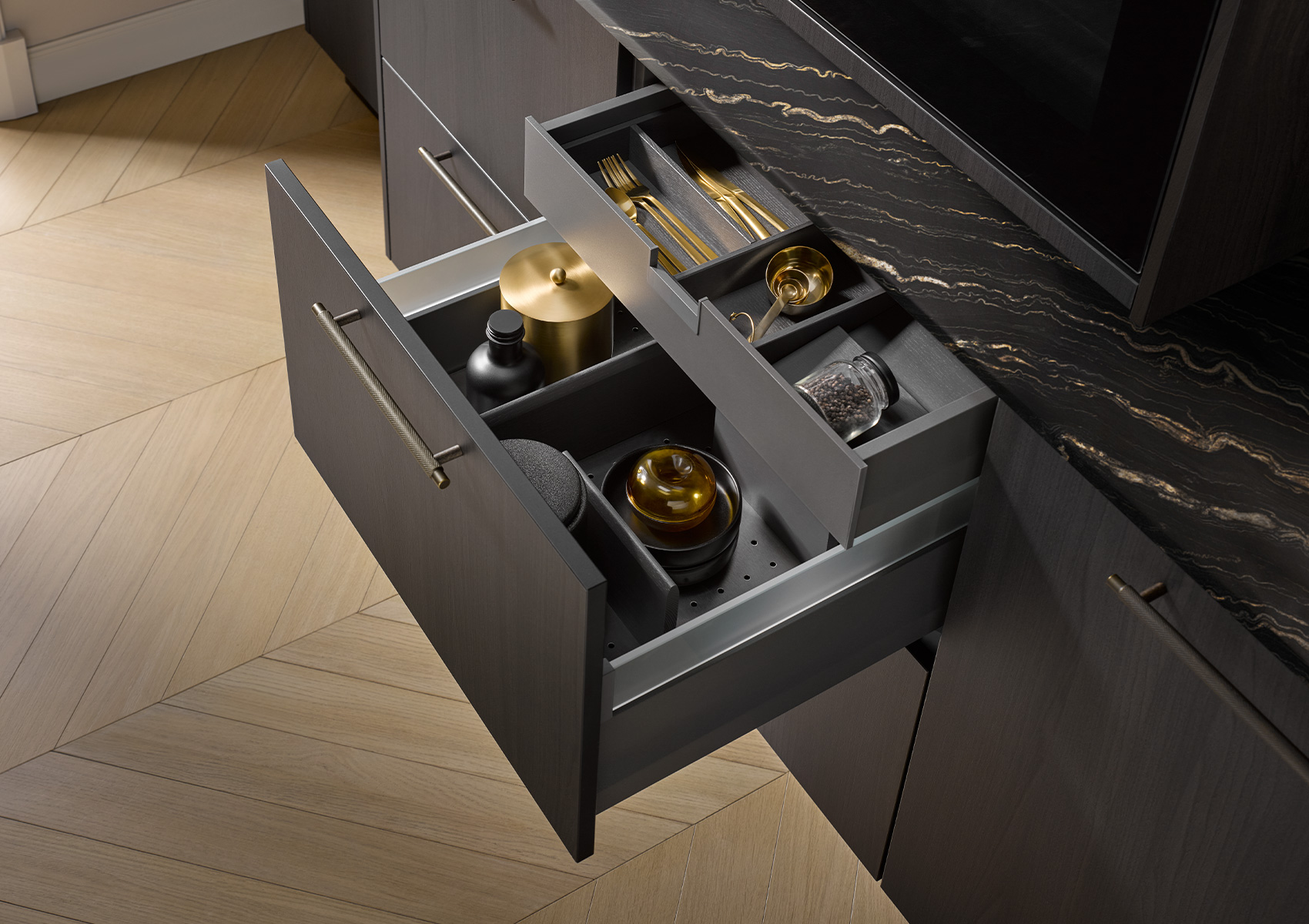 Häcker Designküche Feineiche Schwarz – Bild 4