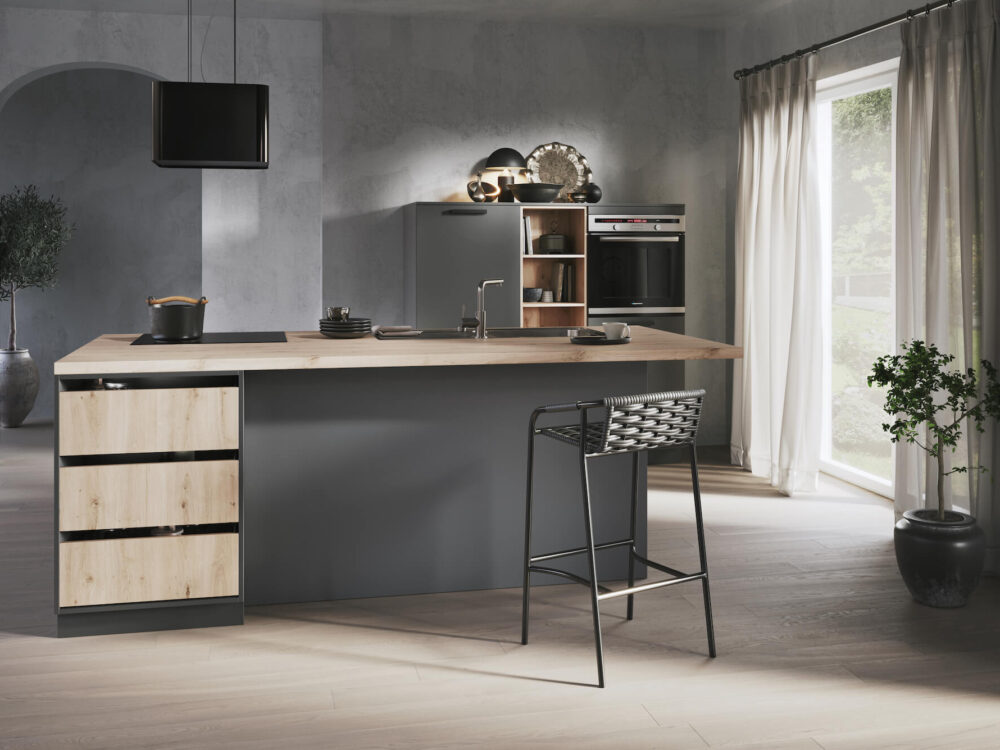 Häcker Inselküche Laser Soft graphit