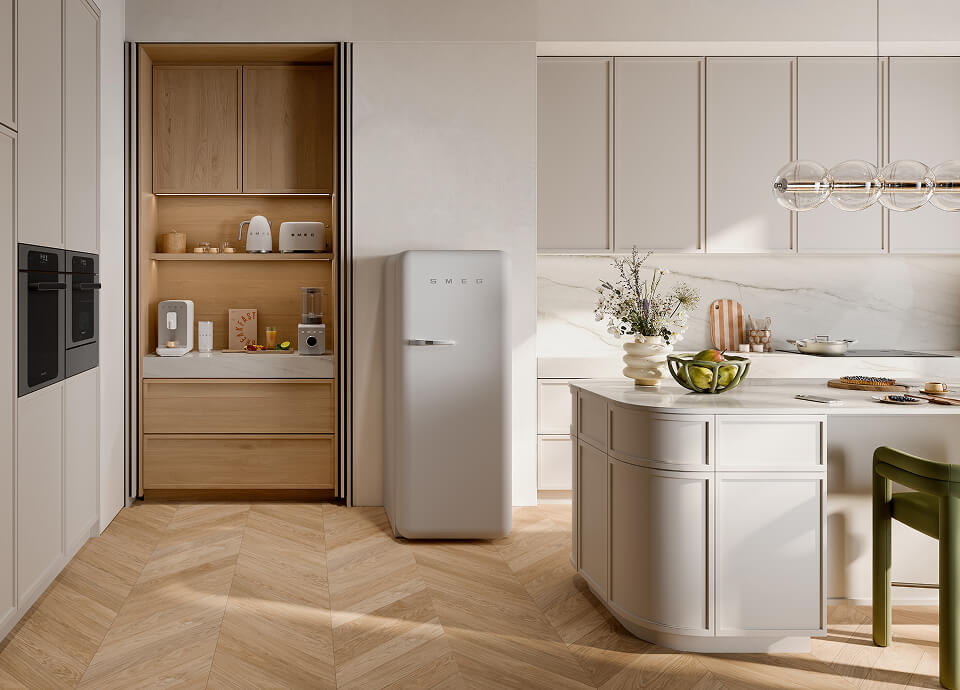 Smeg Kühlschrank Stormblue Mattweiß